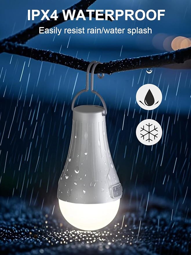 4 Pack LED Camping Lantern Rechargeable LED Tent Lights, Gifts for Men Dad Grandpa, Portable Waterproof Camping Light Bulbs with 4 Light Modes for Outdoor Camp Hiking Hurricane
