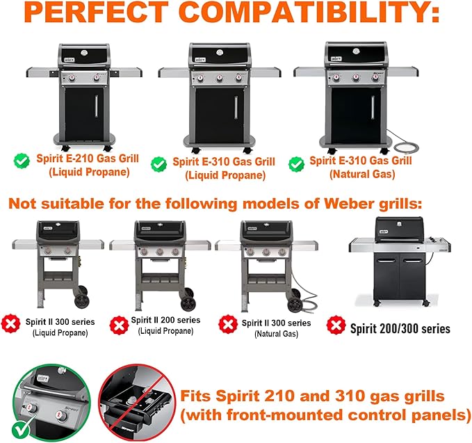 SafBbcue 7642 Grill Igniter Kit for Weber Spirit 210 & 310 Series Gas Grills for Models with Up Front Controls E-210 S-210 E-310 SP-310 Igniter Button for Weber Spirit 210 310 (2013-Current)