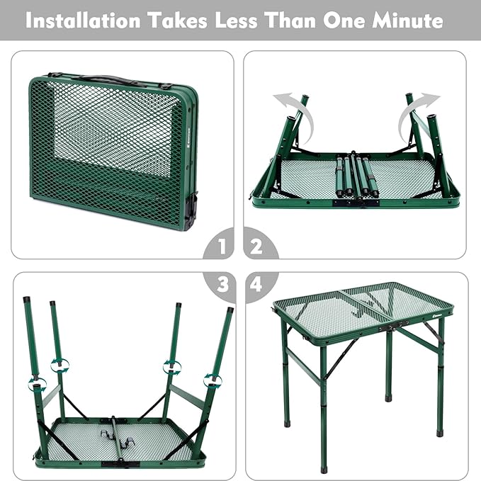 Small Folding Table, Easy for Storage, Compact and Portable Picnic Table for Grill, Outdoor Camping, Garden, Patio, Dining, BBQ, Party, Market, 2Ft (Small, Green)