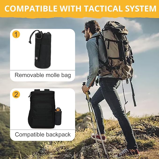 Tactical Reusable Lunch Bag for Men/Women - Insulated Lunch Box Leakproof Lunch Pail Freezable with Adjustable Shoulder Strap,Lunch Cooler Bag for Work Office Picnic Beach,Black