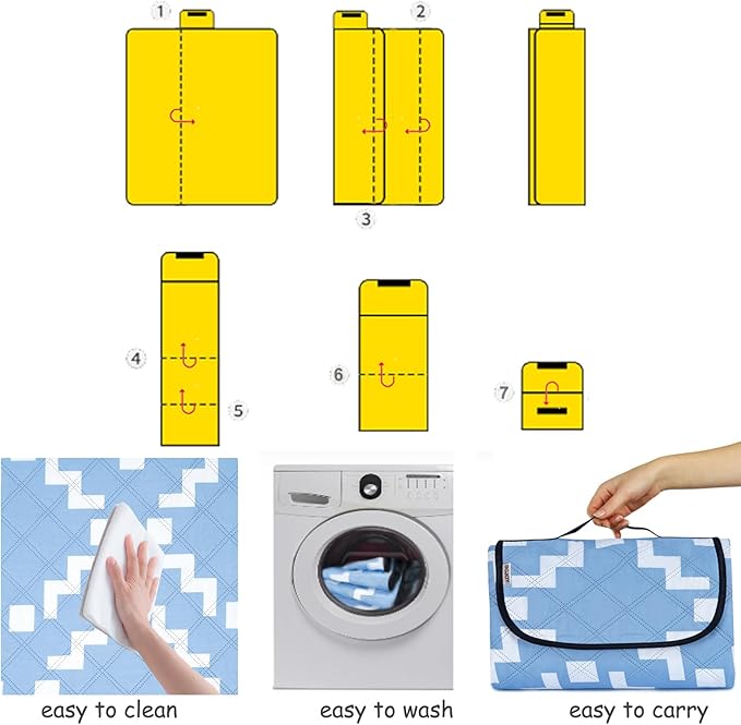 Large Picnic Blanket Beach Blanket Waterproof Sandproof Outdoor Blanket Foldable Beach Mat Sandfree Picnic Mat with Carry Strap Lightweight Beach Mat fit 2 to 4 Adults for Beach Grass Lawn Park