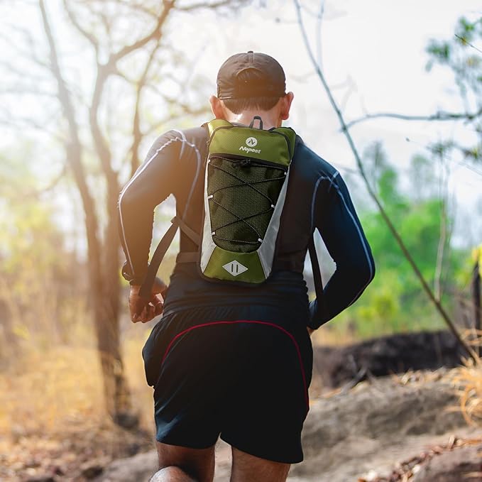 Nepest Hydration Backpack with 2L Water Bladder for Cycling, Water Backpack for Hiking Running, Lightweight Hydration Pack, Grey