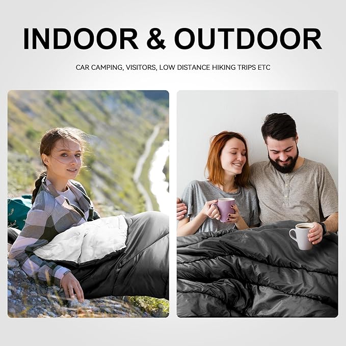 Sleeping Bags for Adults Cold Weather,Portable, Waterproof,Lightweight Sleeping Bag for Tall Girls Boys with Compression Sack for Warm Camping, Hiking, Outdoor & Indoor