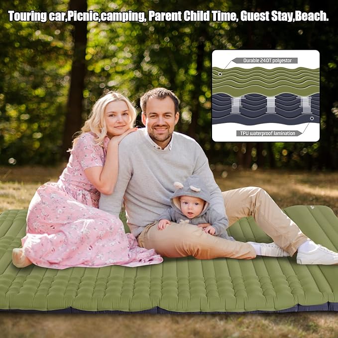 Megior Camping Sleeping Pad, Extra Thickness 4 Inch Inflatable Sleeping Mat Lightweight Waterproof Camping with Built-in Air Pump Air Mattress for Backpacking, Hiking, Tent, Traveling