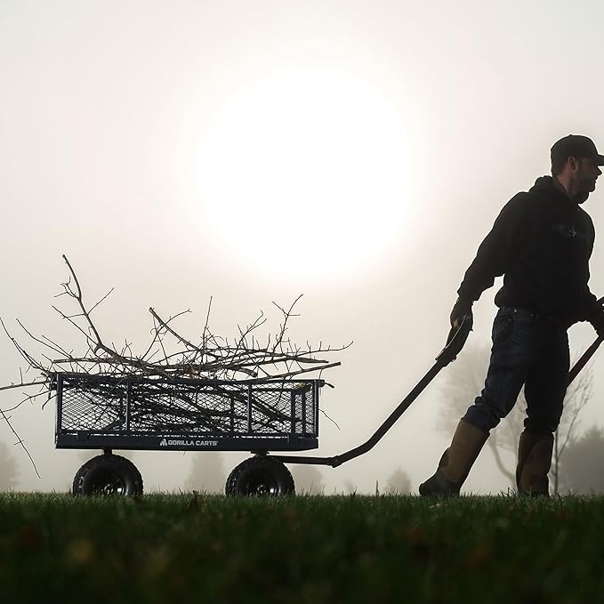 Gorilla Carts 4 Cu Ft Steel Utility Cart w/Removable Panels for Flatbed, 900 Lb Capacity
