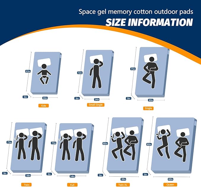 CYMULA Memory Foam Camping Mattress Pad, CertiPUR-US Sleeping Mat, Portable Roll Up Mattress for Adults, Camping Bed Pads for Sleepover, Car Bed with Travel Bag