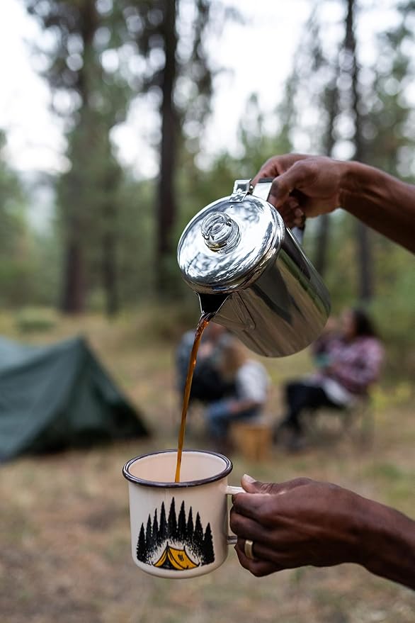 Stansport 24 OZ Camp Scene Enamel Mug Set - 2 Pack