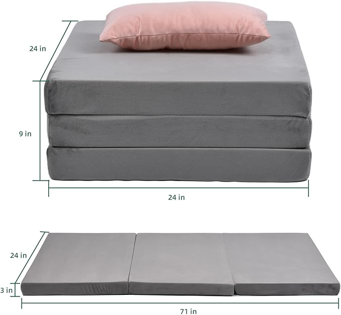 Memory Foam Camping Mattress, Car Camping Bed Mattress with Dust Cover, Portable Waterproof Camping Pad Mat, for Outdoor Sleeping, Foldable, for Travel Truck Bed Tent
