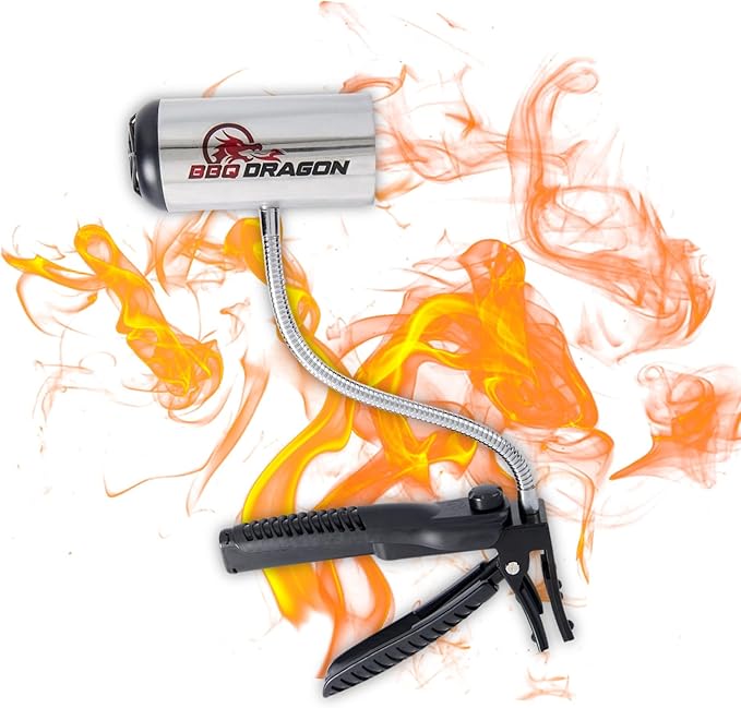 BBQ Dragon Charcoal Fan - Cordless Grill Fan for Camping, Fireplace, and Smokers - Heavy Duty BBQ Air Blower with Adjustable Clamp - Portable Fire Blower for Fireplace and Campfire