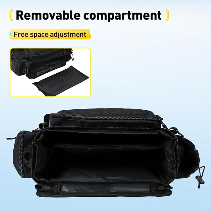 Small Fishing Bag with Rod Strap, Small Tackle Bag – Tackle Boxes & Gear,Portable & Lightweight, Move Freely, Cast Smoothly - Fishing Gifts for Men (Large - Black)