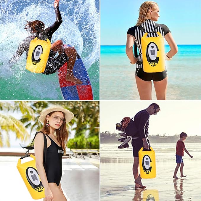 20L Solar Dry Bag Backpack with Bluetooth Speaker,4 Lighting Mode LED Storage Bag,Solar or USB Rechargeable,IP66 Waterproof for Fishing Hiking Floating