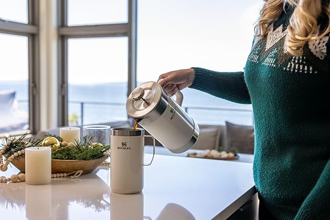 Stanley Stay-Hot Camp Mug 24 oz | Press Fit Drink Through Lid | Cup for Coffee, Tea and Drinks | Insulated Stainless Steel Coffee Mug | BPA-Free | Cream Gloss