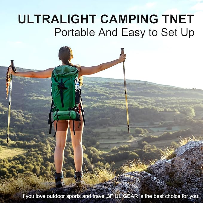 3F UL Gear Lanshan PRO Lanshan Ultralight Tent 3 Season Backpacking Tent for 1 Person, Waterproof Professional Tents for Camping, Trekking, Kayaking, Climbing, Hiking