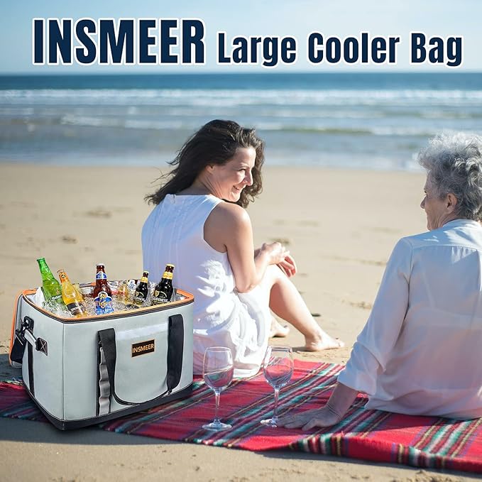 INSMEER Insulated Cooler Bag 65Cans/32 Cans Large Cooler Bag Soft Sided Cooler with Shoulder Strap, Collapsible Leakproof Portable Coolers for Camping/Beach/Food Delivery/Shopping/Outdoor/Picnic