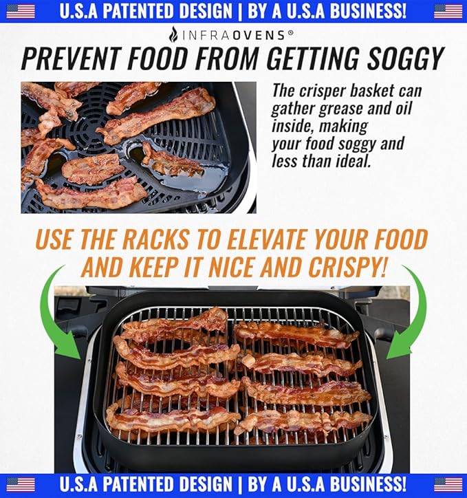 Stainless Steel Rack Set for Ninja Woodfire Outdoor Grill and Smoker with Waterproof Cooking Guide Accessory OG701 OG751 7-in-1 Wood Fire Electric Air Fryer Accessories, Dishwasher Safe by INFRAOVENS