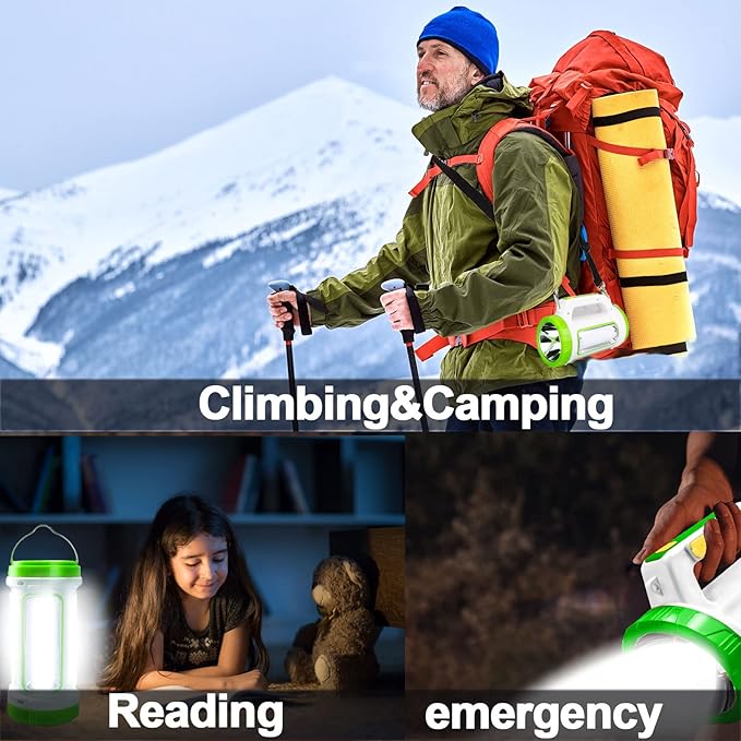 Solar Camping Lantern Rechargeable Camping Lights,4000mah Power Bank for Power Outage Supplies Emergency Lights for Home Power Failure,LM Lantern Light Solar Lamps,6 Modes Long Battery Life