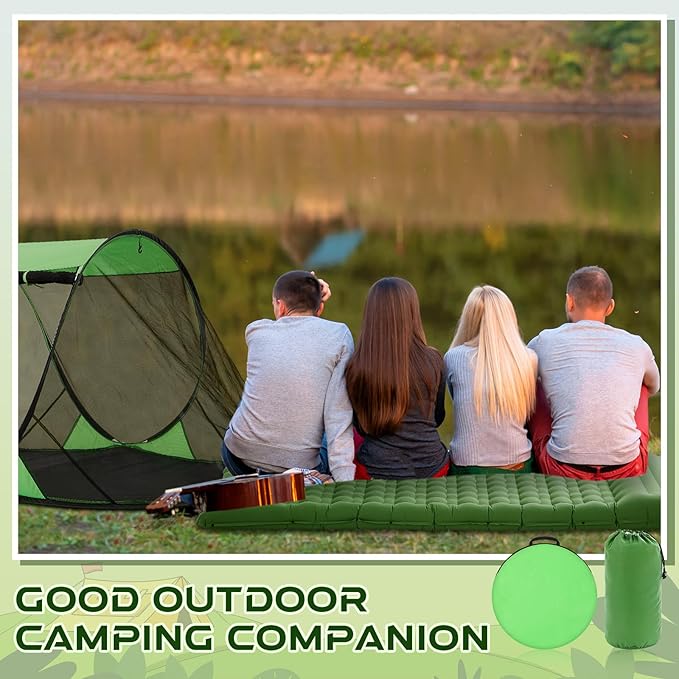 Pop up Mosquito Net Tent and Camping Sleeping Pad Set Instant Pop up Screen Tent Inflatable Sleeping Pad with Pillow Built or Camping Backpacking Hiking Traveling