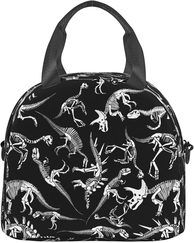 bassyil Dinosaur Insulated Lunch Bag Reusable Lunch Box With Adjustable Shoulder Strap Cooler Tote Bag For Men Women