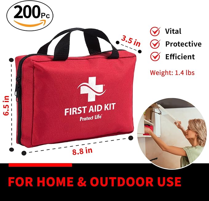 Protect Life Survival First Aid Kit for Home/Business, Camping Survival Kits | Mini Travel First Aid Kit | Camping Equipment | Small Kits for Car | Outdoor Emergency Survivals Pack