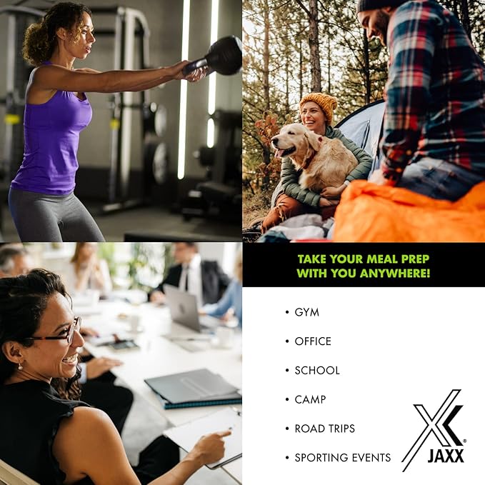 Fit & Fresh JAXX Meal Prep Lunch Box With Container For Men and Women, 5pc. Meal Prep Kit Lunch Bag With Containers Included, Camo Plum