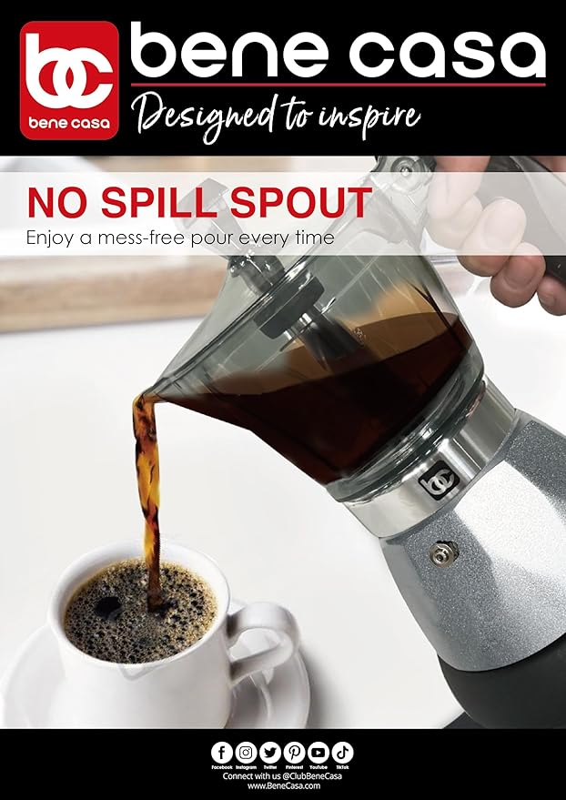 Bene Casa Silver Portable Electric Espresso Maker/Cafetera, 1-3 Cups/Shots (1, SILVER)