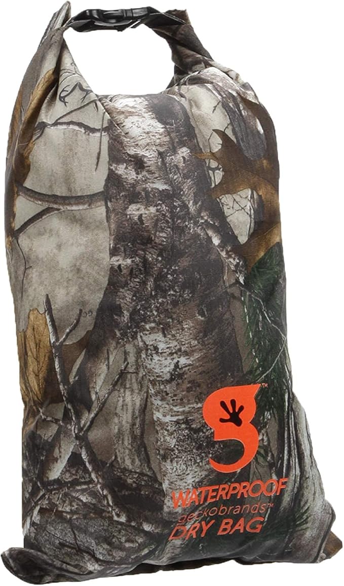 geckobrands Lightweight Compression Dry Bags 2-Pack - Realtree Waterproof 8.8L & 4L Bags for Hunting, Fishing, and Outdoor Gear