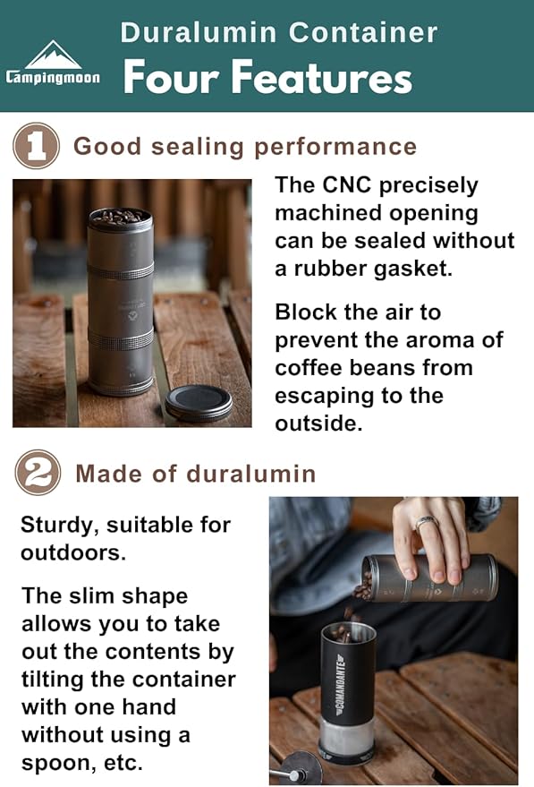 camping moon Coffee Canister 2-Stage CNC Cutting Duralumin CC-51-H