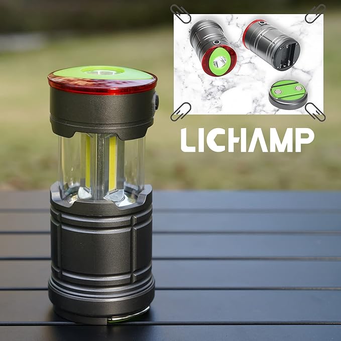 Lichamp Collapsible LED Camping Lantern, Portable Lightweight Waterproof LED Flashlight, 4 Light Modes, Survival Kits for Indoor Outdoor Home Emergency Power Outages Hiking Hurricane, 4 Pack, Medium
