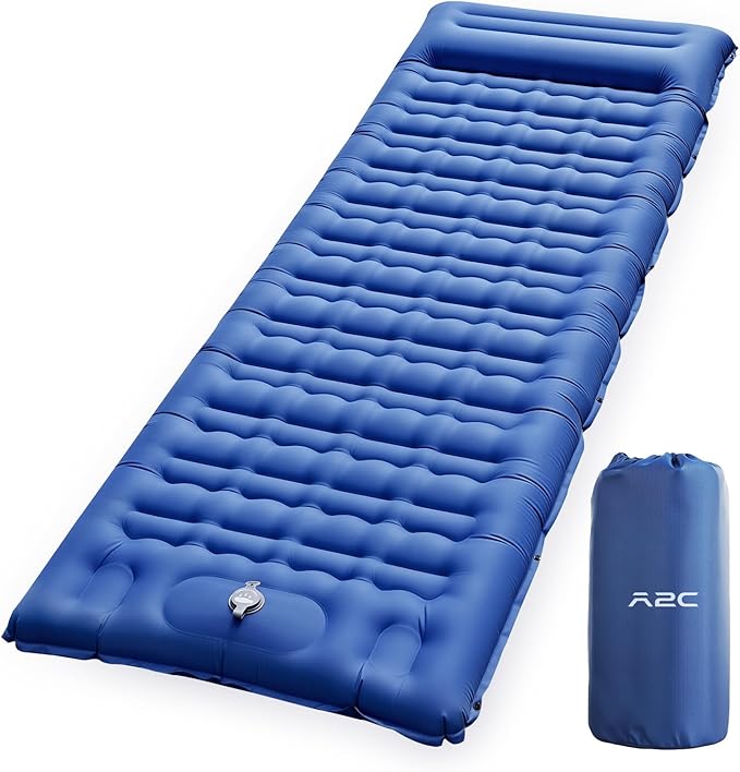 A2C Camping Sleeping Pad, Ultralight Inflatable Sleeping Pads with Built-in Foot Pump & Pillow, Compact Camping Mattress for Backpacking, Hiking, and Traveling