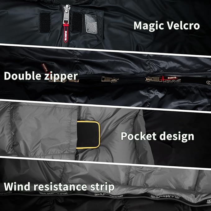 Lightweight Sleeping Bag for Adults. 59-24°F.Weighs only 1.85/2.68lb. Down Sleeping Bag for Hiking, Camping, Mountaineering, Adventure and Backpacking.