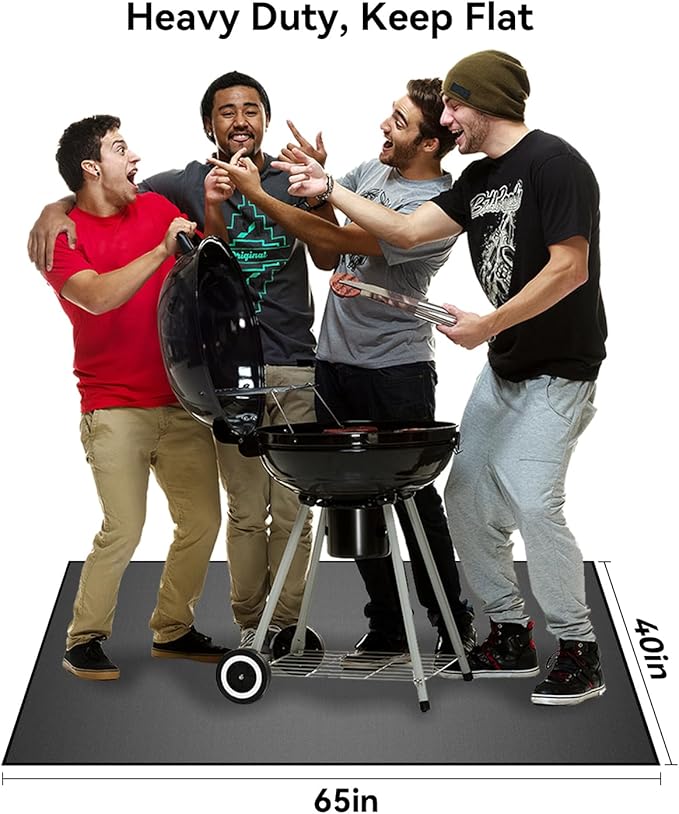 65 x 40 inch Heavy Duty Large Under Grill Mats for Outdoor Grill, Double-Sided Fireproof, Waterproof, Oil Proof Deck and Patio Protector Mat, BBQ Mat Grill Floor Mats Fireplace Fire Pit Mat