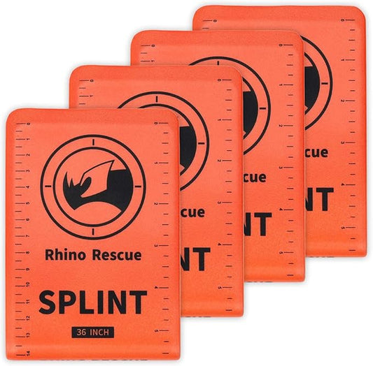 RHINO RESCUE First Aid Splint 36" X 4.3" Orange-Gray, Keep Bones in Position (4, Folded)
