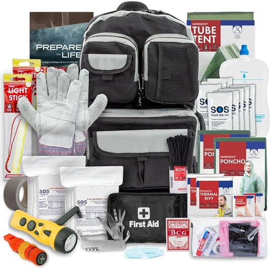 Urban Emergency Survival Kit - 2 or 4 Person Bug Out Bag | 72-Hours | Emergency Food Rations, Water with Survival Gear and Supplies for Disaster Preparedness