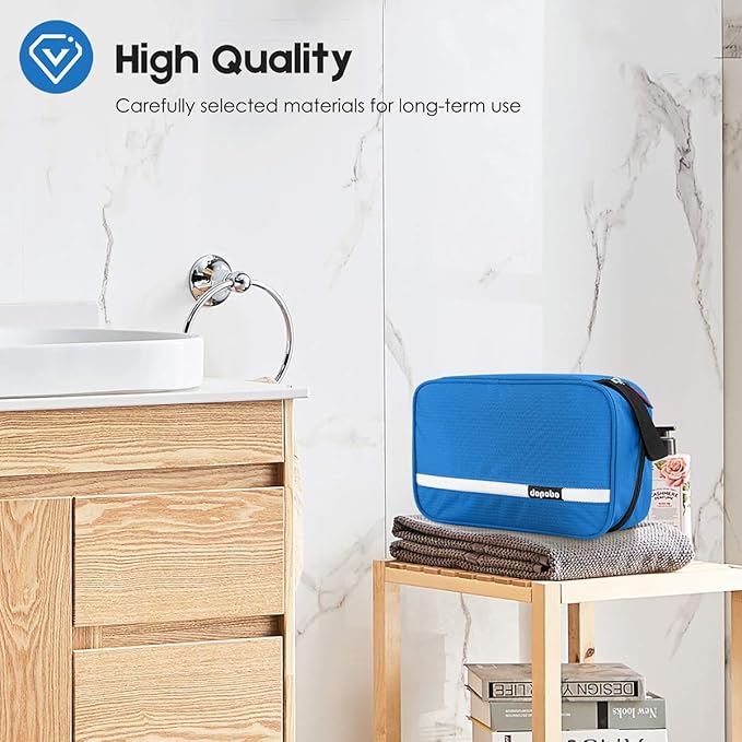 dopobo Travel Toiletry Bag for Women, Dopp Kit for Men, Waterproof Makeup Bag Shaving Bag with Hanging Hook, Portable Toiletry Organizer for Traveling and Camping