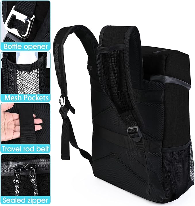 BAGLHER Lightweight Insulated Cooler Backpack - 30 Cans, Leak-Proof for Lunch, Picnic, Hiking, Camping Trips