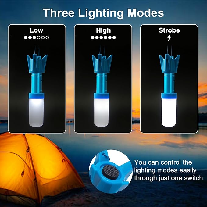 Camping Lantern 3 Packs Portable LED Tent Light Emergency Lights(2 Usage Forms)Camping Accessories Tent Lamp(with Lanyard) for Camping Lights, Kids’ Adventure, Party, Power Outages, Hiking etc.