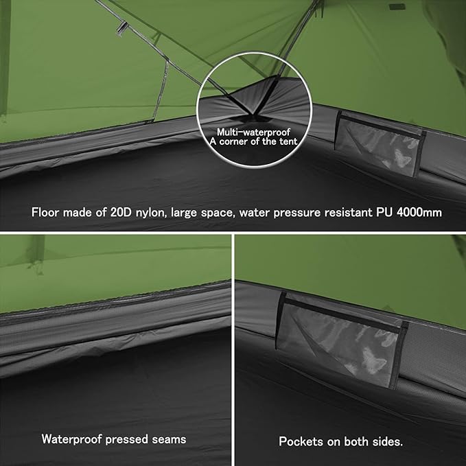 Naturehike Camping Tent, 2/3 Person Double Layer, Instant Easy Setup, Waterproof PU2000mm, 54 MPH Wind Resistance, UPF 50+, Outdoor Tent for Camping, Festivals, Backyard, Sleepovers