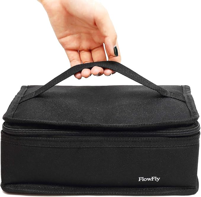 FlowFly Small Insulated Lunch box Portable Soft Bag Mini Cooler Thermal Meal Tote Kit with Handle for Work & School, Black
