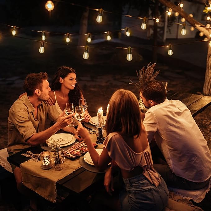 DGE Outdoor LED String Lights 54 FT Patio String Light Shatterproof & Waterproof IP65, 18 AWG UL Listed Wire Bright String Light for Patio, Backyard, Gazebo, Porch, Wedding Party