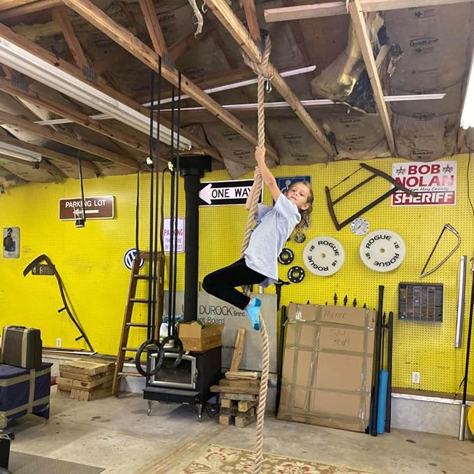 1-1/2 Inch Natural Jute Rope, 50 Feet Thick Hemp Rope, 4 Strands Twisted for Docks, Nautical, Raliings, Climbing, Decorating, Indoor/Outdoor Use