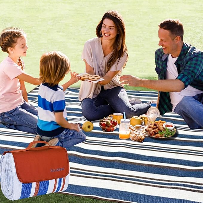 scuddles Extra Large Picnic & Outdoor Blanket Dual Layers for Outdoor Water-Resistant Handy Mat Tote Spring Summer Camping Blanket Great for The Beach