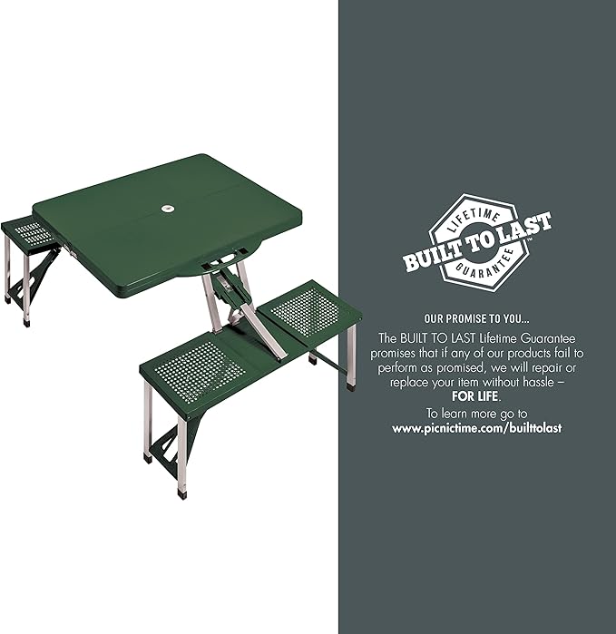 PICNIC TIME Folding Picnic Table, Camping Table, Outdoor Table with Umbrella Hole