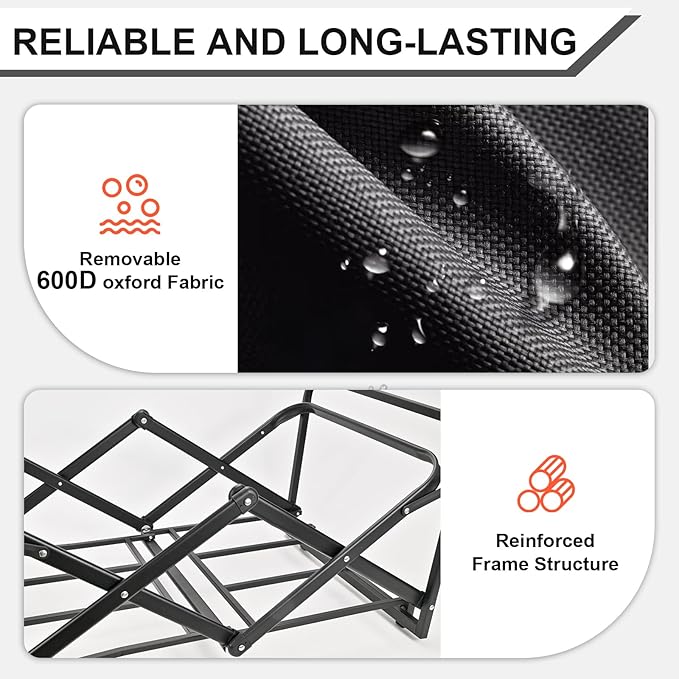 Folding Wagon Cart, Portable Large Capacity Beach,Heavy Duty Utility Collapsible with All-Terrain Wheels,Cart Foldable Wagon for Camping,Shopping,Beach, Garden (Black)