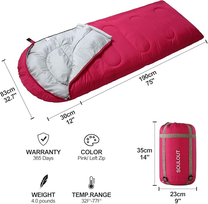 Sleeping Bag,3-4 Seasons Warm Cold Weather Lightweight, Portable, Waterproof Sleeping Bag with Compression Sack for Adults & Kids - Indoor & Outdoor: Camping, Backpacking, Hiking