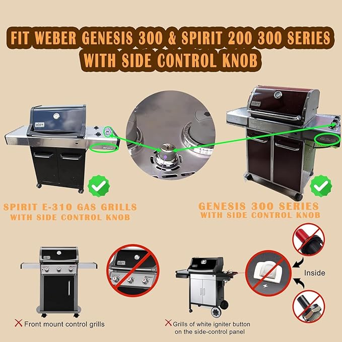 SafBbcue 91360 Igniter Kit for Weber Grill 1819-51 1836-32 Grill Igniter Replacement Compatible with Weber Spirit E210 E215 E310 EP320 SP310 SP320 Spirit S320 Side-Control Grill, 67847 67726 81315