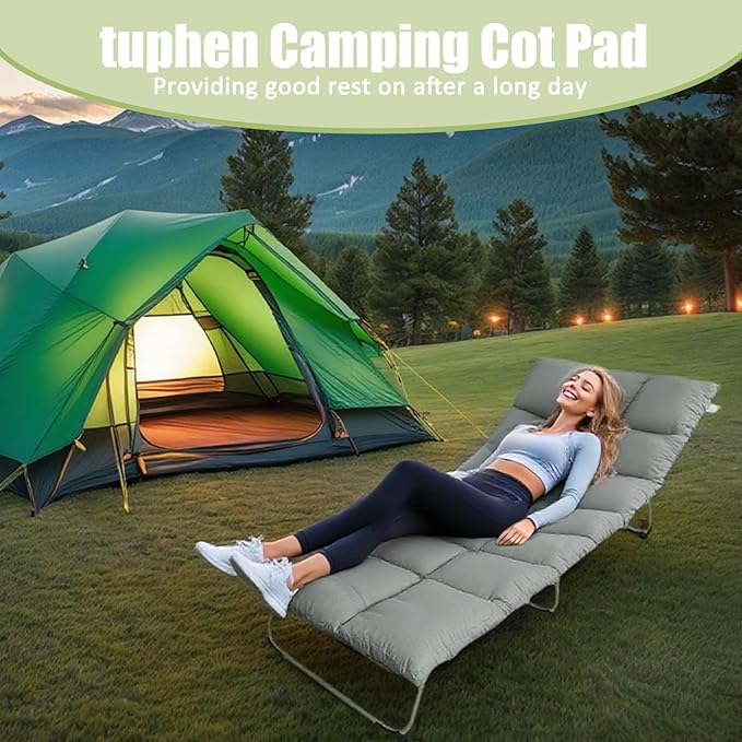 Tuphen Cot Mattress Pad-Cot Pads for Camping, Cot Mattress Topper, Camping Mattress Sleeping Pad 75"x30" Soft Lightweight Quilted Pads for Camp Cot/RV Bunk/Narrow Twin Beds