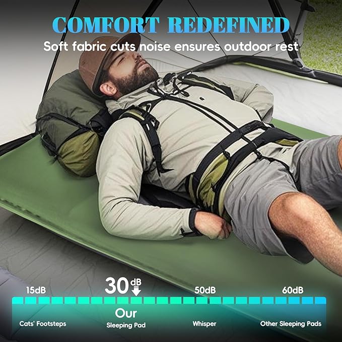 Camping Sleeping Pad Self Inflating Sleeping Pad with Electric Pump, 3.2" Ultra-Thick Memory Foam Sleeping Mat with Pillow, Camping Mattress Compact for Backpacking Hiking Traveling