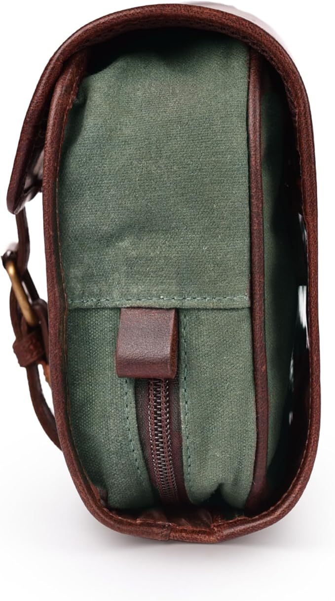 LEATHER VILLAGE Hanging Toiletry Bag for Men & Women, Handcrafted Vintage Cosmetic & Shaving Organizer Travel Dopp Kit- Cherry