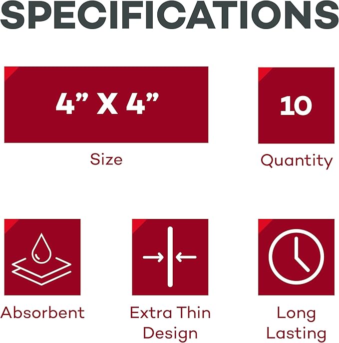 Dealmed Hydrocolloid Dressings Extra Thin 4” x 4” Bandages Wound Care Products for First Aid Kits, Individually Packed (10/Box)