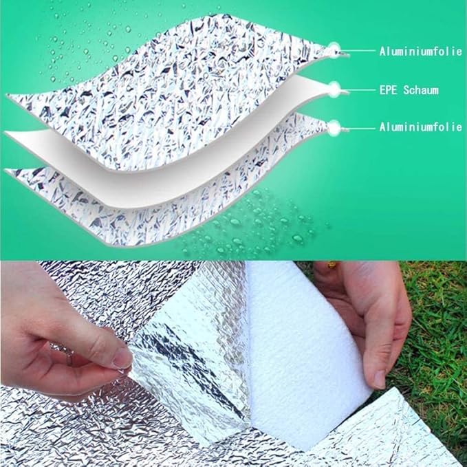 YYET Camping Mat Foam Foil Blanket for Camping Foam Pad Insulating Foil Mat Sleeping Tent Pad Thermal Mattress Mat Pad Waterproof Aluminum Camping mat Reflecting Heat